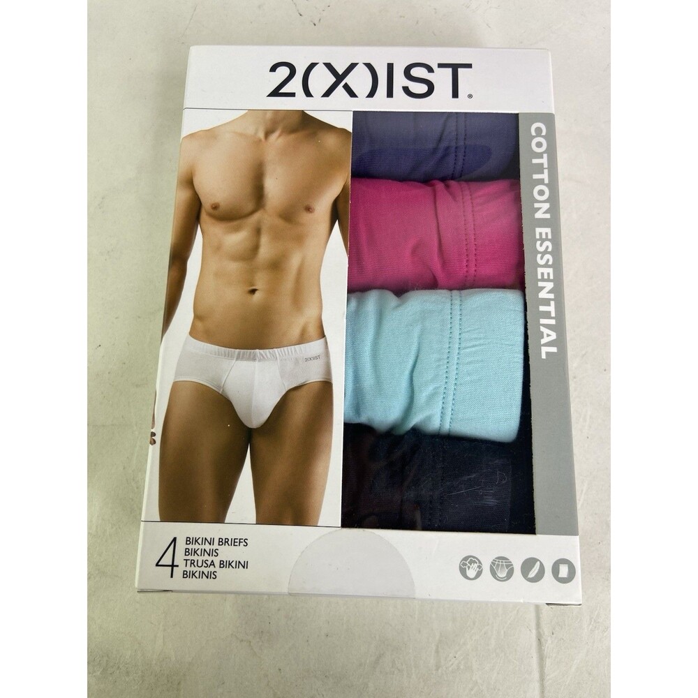 2xist Essential Cotton 4 Pack Bikini Briefs Underwear Multicolor Mens Size XL